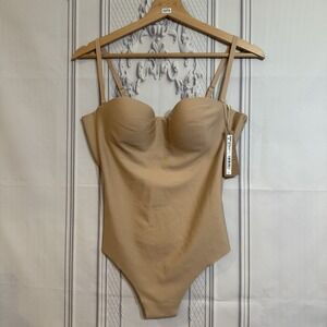 Skims Underwire Body Molded Thong Bodysuit Size Medium Clay NWT $120